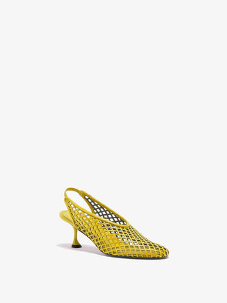 Proenza Schouler 3/4 Front image of Tee Perforated Slingback Pumps in Nappa in canary