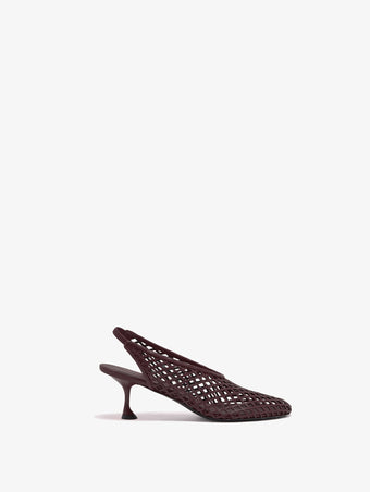 Proenza Schouler Front image of Tee Perforated Slingback Pumps in Nappa in Currant