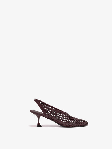 Proenza Schouler Front image of Tee Perforated Slingback Pumps in Nappa in Currant