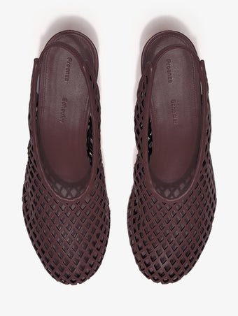 Proenza Schouler Aerial image of Tee Perforated Slingback Pumps in Nappa in Currant