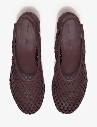 Proenza Schouler Aerial image of Tee Perforated Slingback Pumps in Nappa in Currant
