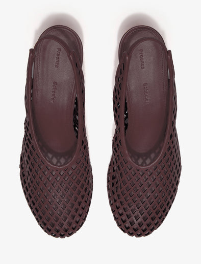 Proenza Schouler Aerial image of Tee Perforated Slingback Pumps in Nappa in Currant