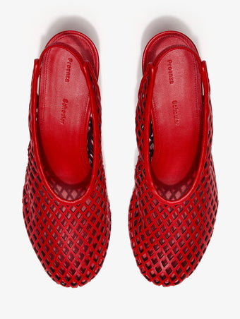 Aerial image of Tee Perforated Slingback Pumps in red