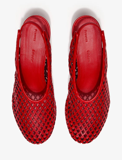 Aerial image of Tee Perforated Slingback Pumps in red