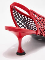 Detail image of Tee Perforated Slingback Pumps in red
