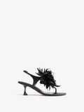 Proenza Schouler Still Life Front Image of Tee Thong Flower Sandals in Satin in Black