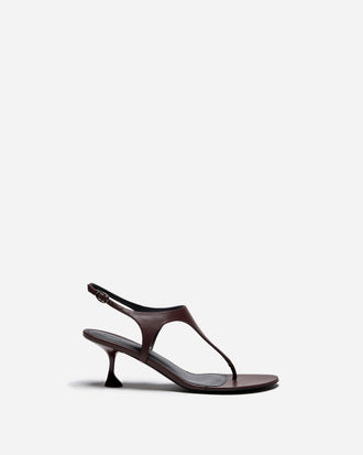 Proenza Schouler Front image of Tee Thong Sandals in Nappa in Chocolate