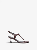 Front image of Tee Thong Sandals in slick nappa in chocolate