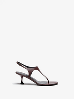 Front image of Tee Thong Sandals in slick nappa in chocolate
