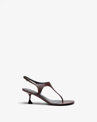 Front image of Tee Thong Sandals in slick nappa in chocolate