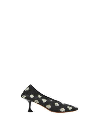 Proenza Schouler Front image of Tee Embroidered Mesh Heel in Black/Resin