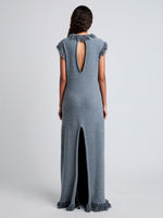 Proenza Schouler back image of model wearing Toni Dress in Textured Knit in ash grey