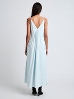 Proenza Schouler back image of model wearing Torres Dress in Viscose Gabardine in light blue
