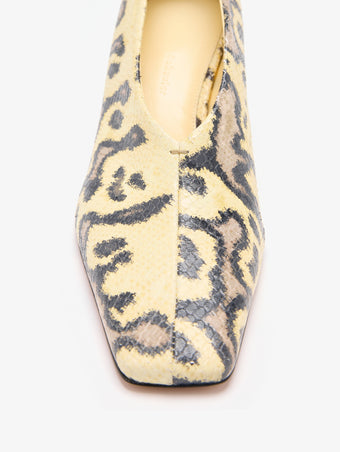 Proenza Schouler Still Life detail Image of the Trap Pumps in Embossed Python in Resin Multi