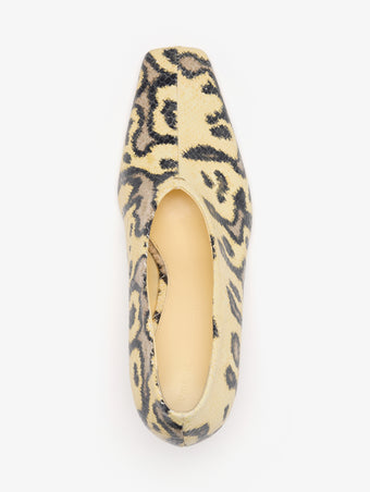 Proenza Schouler Still Life aerial Image of the Trap Pumps in Embossed Python in Resin Multi