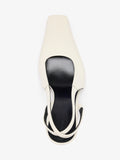 Proenza Schouler aerial image of Trap Cross Slingback Pumps in Spazzolato Leather in ecru