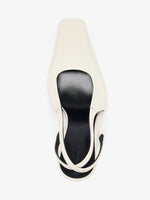 Proenza Schouler aerial image of Trap Cross Slingback Pumps in Spazzolato Leather in ecru