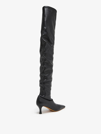 Proenza Schouler back 3/4 image of Trap Over The Knee Boots - 60MM in black
