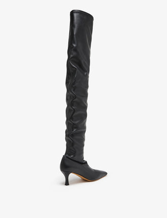 Proenza Schouler back 3/4 image of Trap Over The Knee Boots - 60MM in black