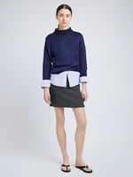 Proenza Schouler Front full length image of model wearing Lawson Skirt in Tweed in Black