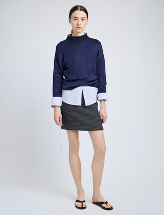 Proenza Schouler Front full length image of model wearing Lawson Skirt in Tweed in Black