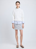 Proenza Schouler Front full length image of model wearing Lawson Skirt in Tweed in Off White