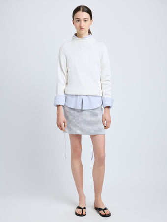 Proenza Schouler Front full length image of model wearing Lawson Skirt in Tweed in Off White