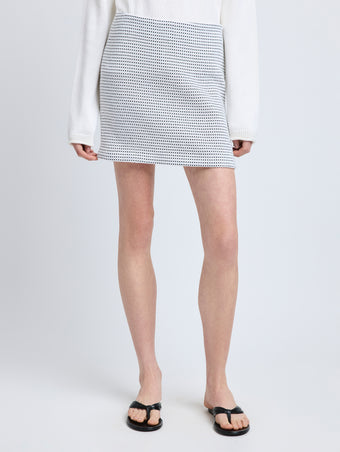 Proenza Schouler Front cropped image of model wearing Lawson Skirt in Tweed in Off White