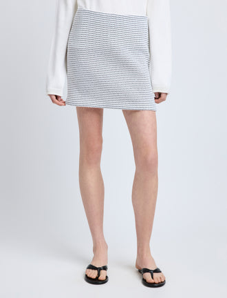 Proenza Schouler Front cropped image of model wearing Lawson Skirt in Tweed in Off White