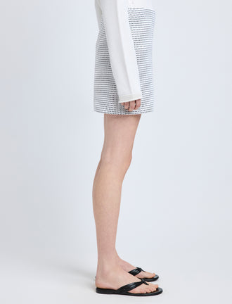 Proenza Schouler Side cropped image of model wearing Lawson Skirt in Tweed in Off White