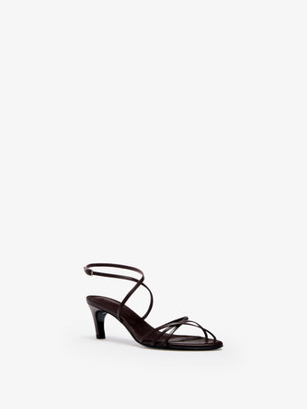 Proenza Schouler Still Life Side Image of Uma Ankle Strap Sandals in Currant