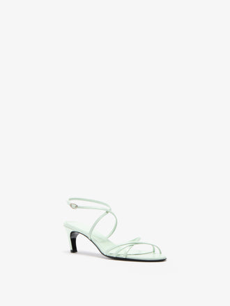 Proenza Schouler Still Life Side Image of Uma Ankle Strap Sandals in Mint