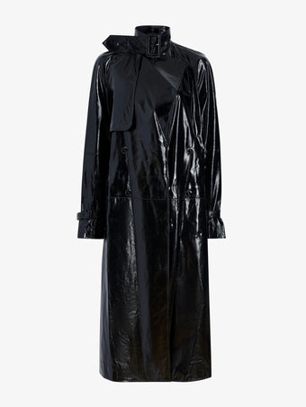 Proenza Schouler Still Life image of Sabina Coat in Lacquered Leather in Black