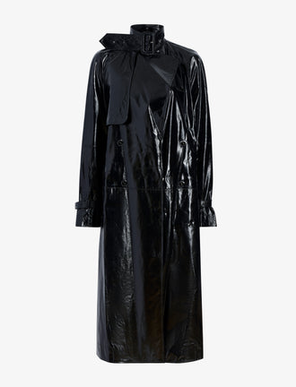 Proenza Schouler Still Life image of Sabina Coat in Lacquered Leather in Black