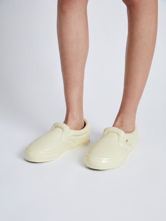 Image of model wearing Vans x Proenza Schouler Puffy Slip-On Shoes in resin
