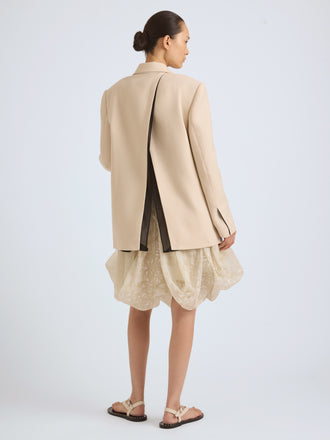 Proenza Schouler Back on model image of VESSA JACKET IN STRETCH WOOL CREPE in Macadamia