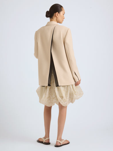 Proenza Schouler Back on model image of VESSA JACKET IN STRETCH WOOL CREPE in Macadamia