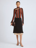 Proenza Schouler Front on model image of VESSA SKIRT IN STRETCH WOOL CREPE in Black 