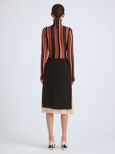 Proenza Schouler Back on model image of VESSA SKIRT IN STRETCH WOOL CREPE in Black 