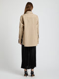 Proenza Schouler Back full length image of model wearing Veda Skirt in Faux Leather Fringe in Black