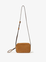 Front image of Suede Watts Camera Bag in HONEY