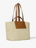 3/4 Side image of Large Morris Tote in Raffia in IVORY
