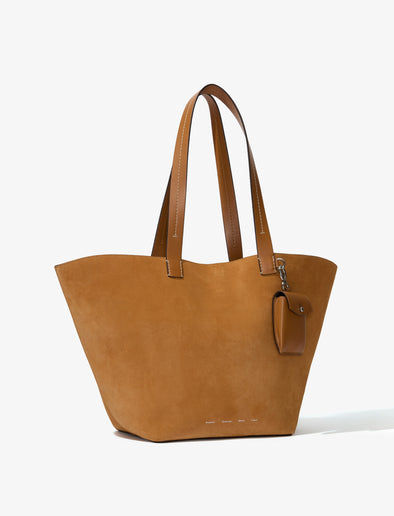 Side image of Large Bedford Tote in Suede in honey