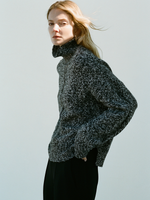 Proenza Schouler image of model wearing Sol Sweater in Melange Alpaca in BlackWhite Melange