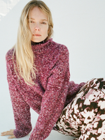 Proenza Schouler image of model wearing Sol Sweater in Melange Alpaca in Wine Melange