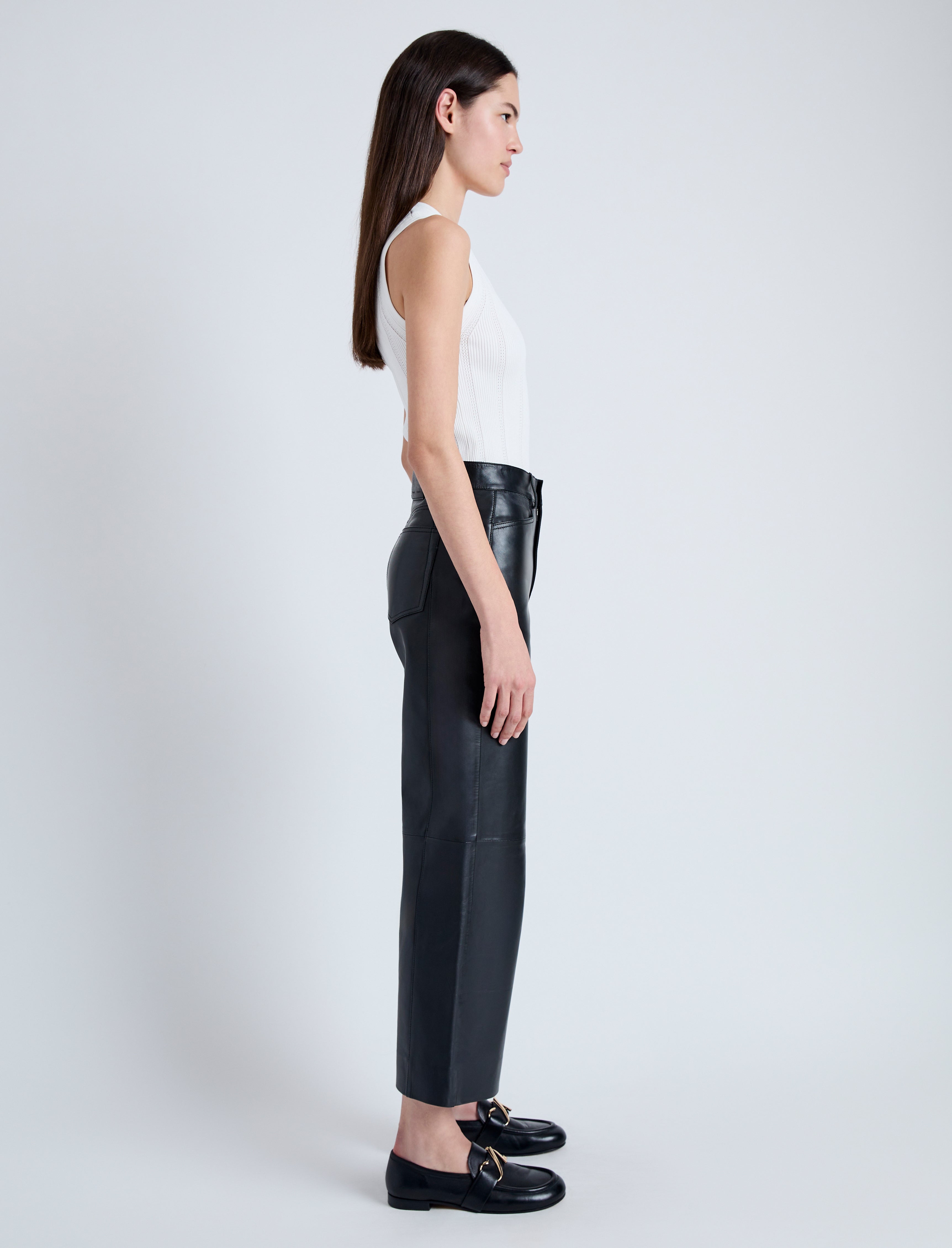 Bi-Stretch Crepe Cropped Pants - Black