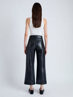 Back image of model in Leather Culottes in black