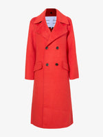Flat image of Emma Coat In Brushed Double Face Wool in vermillion melange