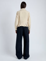 Back image of model wearing Ava Jacket in Brushed Cotton in canvas