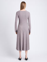 Back image of model wearing Isabella Dress In Brushed Rib in fig